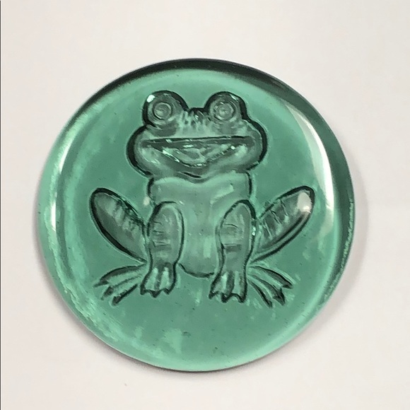 Office Glass Frog Paperweight Green Desk Decor Poshmark